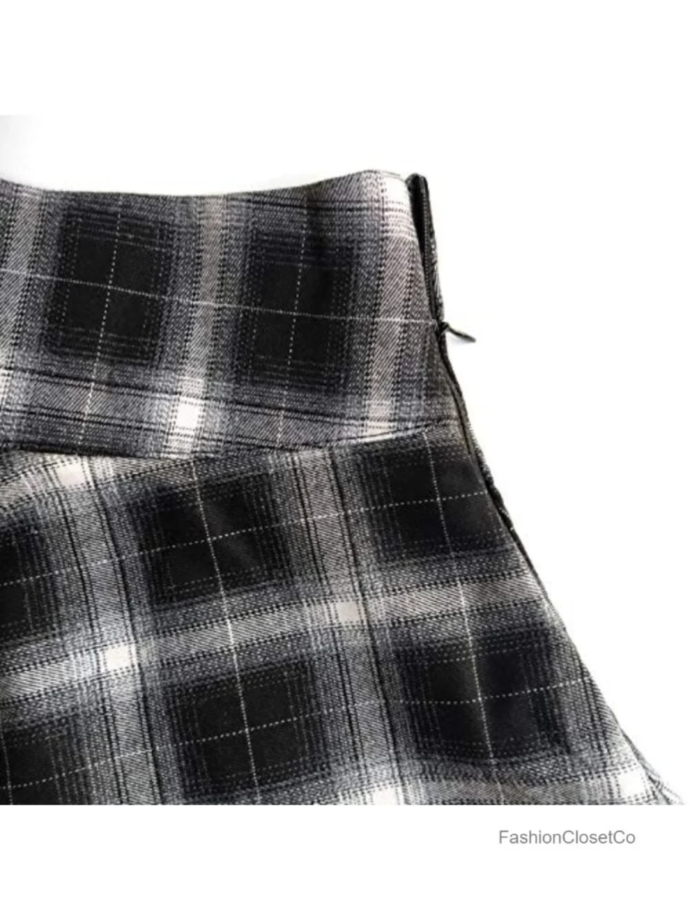 Women's High Waisted A-Line Plaid Mini Skirt with Zipper